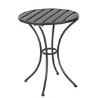 Rune Outdoor Bistro Set, 2 Chairs, Round Slatted Table, Black Iron