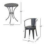 Rune Outdoor Bistro Set, 2 Chairs, Round Slatted Table, Black Iron