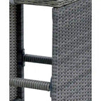 6 Piece Patio Bar Stool In Aluminum Wicker Frame And Padded Fabric Seat, Gray