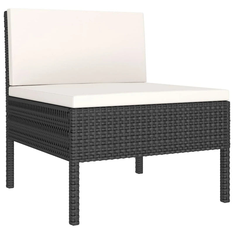 Doja 3pc Outdoor Loveseat and Coffee Table Set, Black Rattan, White