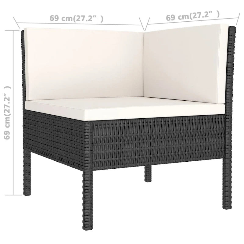Doja 3pc Outdoor Loveseat and Coffee Table Set, Black Rattan, White