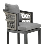 Hosa 26 Inch Outdoor Patio Counter Stool Chair, Gray Aluminum, Woven Rope