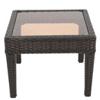 Annie Outdoor Accent Table, Square Tempered Glass 20 Inch Brown Wicker