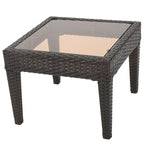 Annie Outdoor Accent Table, Square Tempered Glass 20 Inch Brown Wicker