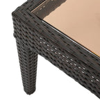 Annie Outdoor Accent Table, Square Tempered Glass 20 Inch Brown Wicker