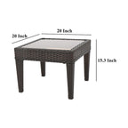 Annie Outdoor Accent Table, Square Tempered Glass 20 Inch Brown Wicker