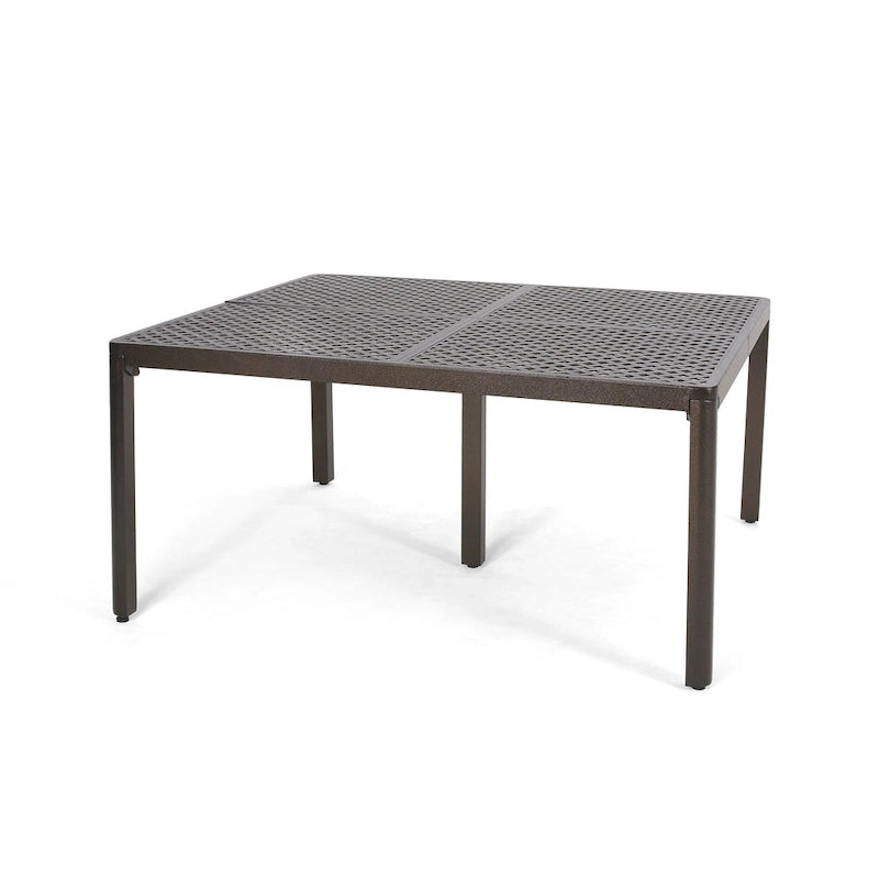 Riley Outdoor Dining Table, Glossy Black Metal Lattice, Square 61 Inch