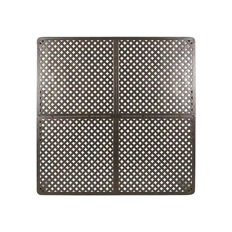 Riley Outdoor Dining Table, Glossy Black Metal Lattice, Square 61 Inch