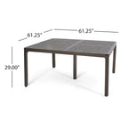 Riley Outdoor Dining Table, Glossy Black Metal Lattice, Square 61 Inch