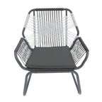 Ciao 3 Piece Outdoor Set, 2 Chairs, 1 Table, Gray Woven Rope and Steel
