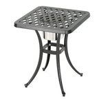 Outdoor Bistro Square Table with Built-In Ice Bucket, 21 Inch, Copper