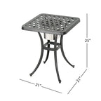 Outdoor Bistro Square Table with Built-In Ice Bucket, 21 Inch, Copper