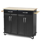 Costway Rolling Kitchen Trolley Island Black Cart Wood Top Storage
