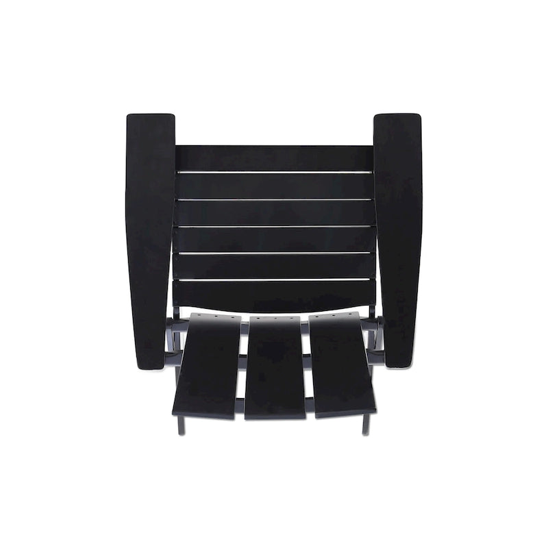 Foldable Outdoor Adirondack Chair, Rustic Black Steel and Acacia Wood