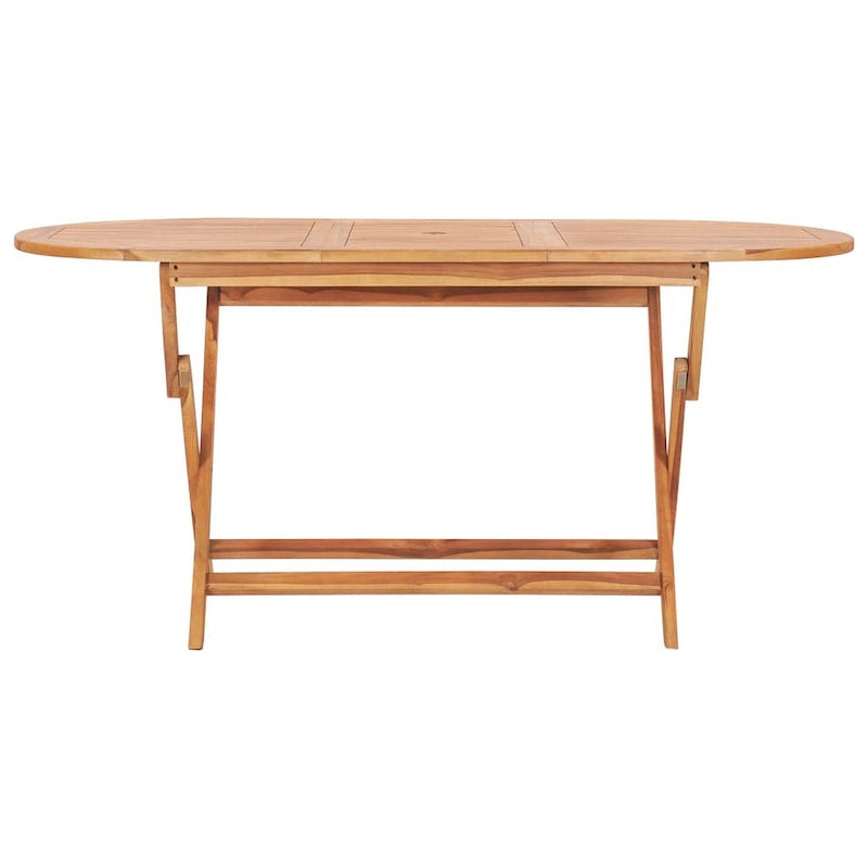 Sam 7pc Outdoor Dining Table Set, 6 Folding Chairs, Brown Teak Wood