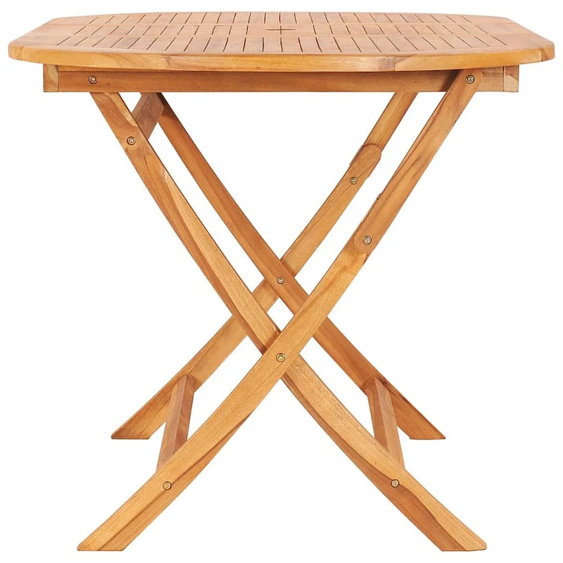 Sam 7pc Outdoor Dining Table Set, 6 Folding Chairs, Brown Teak Wood