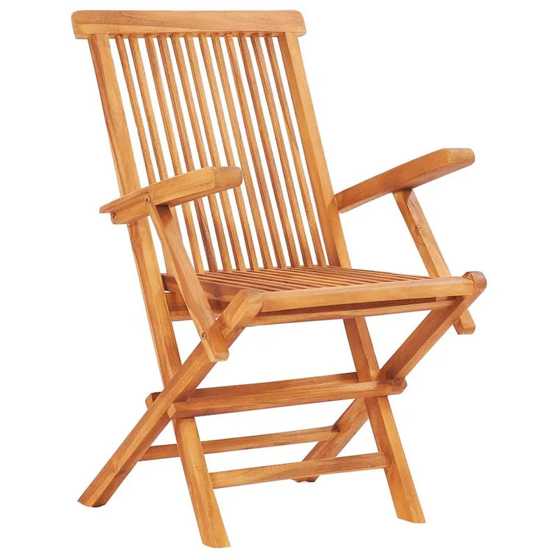 Sam 7pc Outdoor Dining Table Set, 6 Folding Chairs, Brown Teak Wood