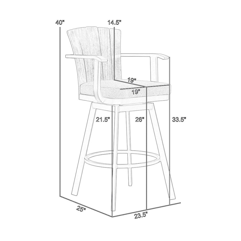 Luna 26 Inch Outdoor Swivel Counter Stool Chair, Rustic Teak Wood, Brown