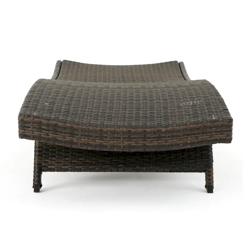 Mach Chaise Lounger, Mocha Brown Outdoor Rattan Wicker, Curved, 79 Inch