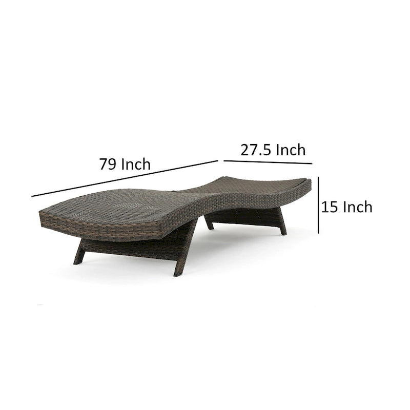 Mach Chaise Lounger, Mocha Brown Outdoor Rattan Wicker, Curved, 79 Inch
