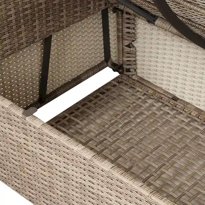 4 Pcs Patio Furniture Set, All Weather Outdoor Conversation Set, Wicker Sectional Sofa with Ottoman and Cushions