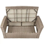 4 Pcs Patio Furniture Set, All Weather Outdoor Conversation Set, Wicker Sectional Sofa with Ottoman and Cushions