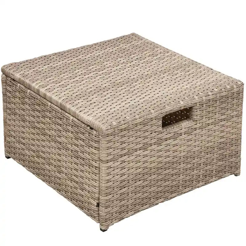 4 Pcs Patio Furniture Set, All Weather Outdoor Conversation Set, Wicker Sectional Sofa with Ottoman and Cushions