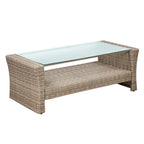 4 Pcs Patio Furniture Set, All Weather Outdoor Conversation Set, Wicker Sectional Sofa with Ottoman and Cushions