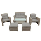 4 Pcs Patio Furniture Set, All Weather Outdoor Conversation Set, Wicker Sectional Sofa with Ottoman and Cushions