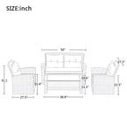 4 Pcs Patio Furniture Set, All Weather Outdoor Conversation Set, Wicker Sectional Sofa with Ottoman and Cushions