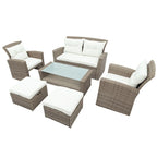 4 Pcs Patio Furniture Set, All Weather Outdoor Conversation Set, Wicker Sectional Sofa with Ottoman and Cushions