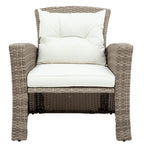 4 Pcs Patio Furniture Set, All Weather Outdoor Conversation Set, Wicker Sectional Sofa with Ottoman and Cushions