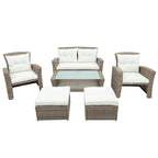 4 Pcs Patio Furniture Set, All Weather Outdoor Conversation Set, Wicker Sectional Sofa with Ottoman and Cushions