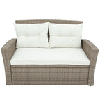4 Pcs Patio Furniture Set, All Weather Outdoor Conversation Set, Wicker Sectional Sofa with Ottoman and Cushions