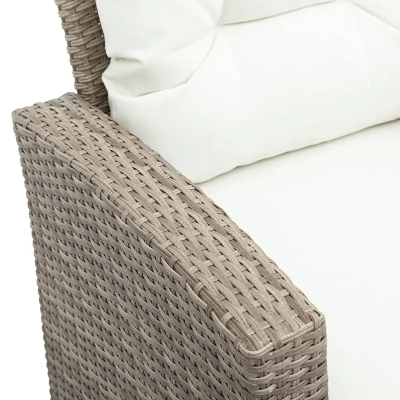 4 Pcs Patio Furniture Set, All Weather Outdoor Conversation Set, Wicker Sectional Sofa with Ottoman and Cushions