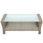 4 Pcs Patio Furniture Set, All Weather Outdoor Conversation Set, Wicker Sectional Sofa with Ottoman and Cushions
