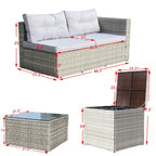 4 Pcs Patio Furniture Set, All Weather Outdoor Conversation Set, Wicker Rattan Sectional Sofa Set with Storage Box and Table