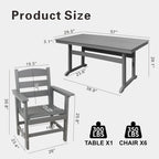 Outdoor Dining Table Set 7-Piece, All Weather Patio Dining Set with 6 Chairs, Outdoor Garden Table and Chairs Set