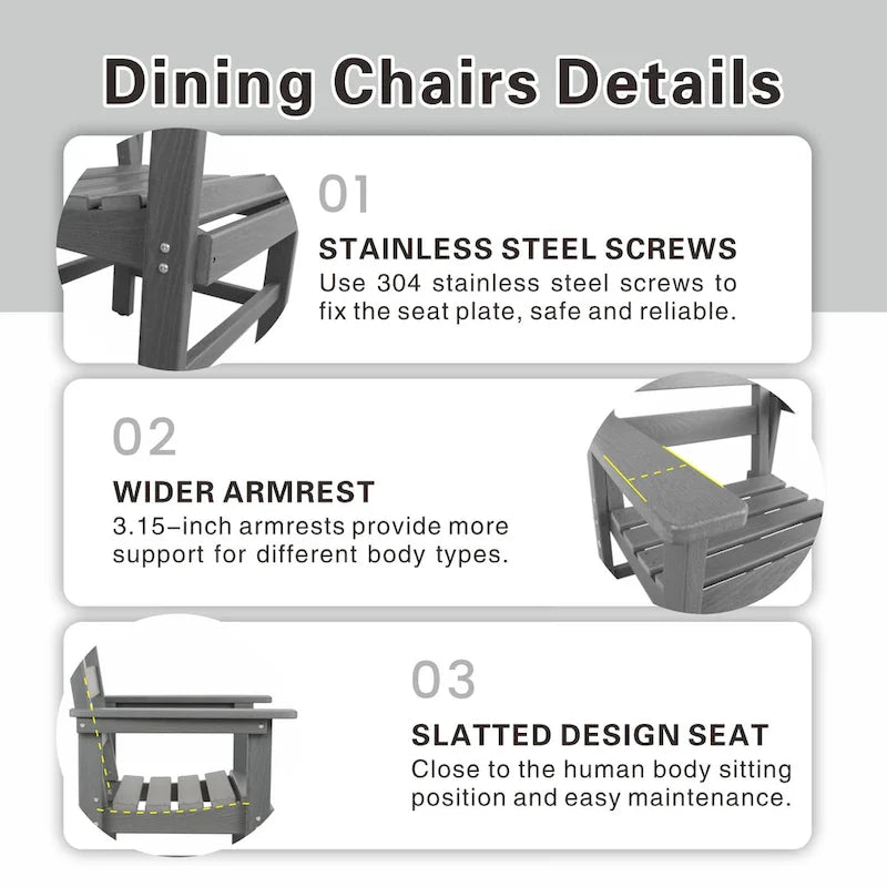 Outdoor Dining Table Set 7-Piece, All Weather Patio Dining Set with 6 Chairs, Outdoor Garden Table and Chairs Set