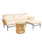 3 Piece Patio Sectional L-Shaped Sofa Set, Outdoor Wicker Conversation Furniture Set with Thick Cushion and Coffee Table