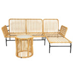 3 Piece Patio Sectional L-Shaped Sofa Set, Outdoor Wicker Conversation Furniture Set with Thick Cushion and Coffee Table