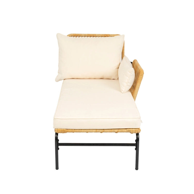 3 Piece Patio Sectional L-Shaped Sofa Set, Outdoor Wicker Conversation Furniture Set with Thick Cushion and Coffee Table