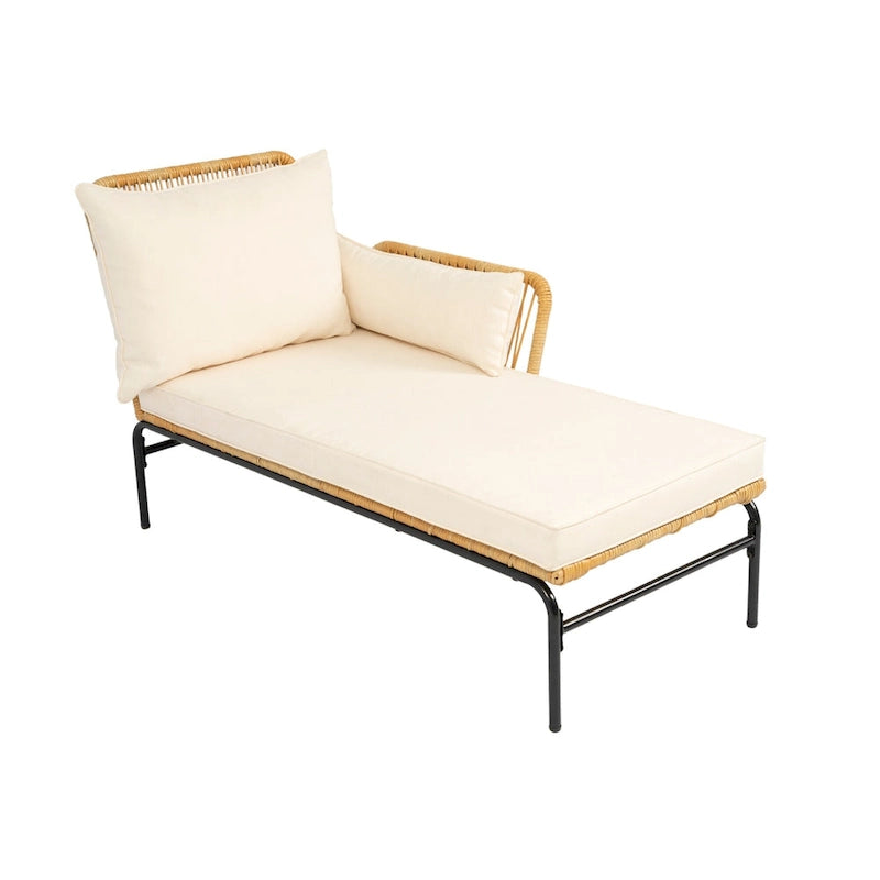 3 Piece Patio Sectional L-Shaped Sofa Set, Outdoor Wicker Conversation Furniture Set with Thick Cushion and Coffee Table