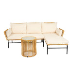 3 Piece Patio Sectional L-Shaped Sofa Set, Outdoor Wicker Conversation Furniture Set with Thick Cushion and Coffee Table