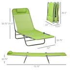 Outsunny 2 Piece Folding Chaise Lounge Chairs with 6-Position Reclining Back, Mesh Seat, Headrest for Beach, Yard, Patio