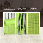 Outsunny 2 Piece Folding Chaise Lounge Chairs with 6-Position Reclining Back, Mesh Seat, Headrest for Beach, Yard, Patio