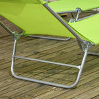 Outsunny 2 Piece Folding Chaise Lounge Chairs with 6-Position Reclining Back, Mesh Seat, Headrest for Beach, Yard, Patio