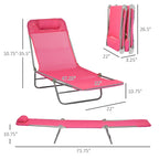 Outsunny 2 Piece Folding Chaise Lounge Chairs with 6-Position Reclining Back, Mesh Seat, Headrest for Beach, Yard, Patio