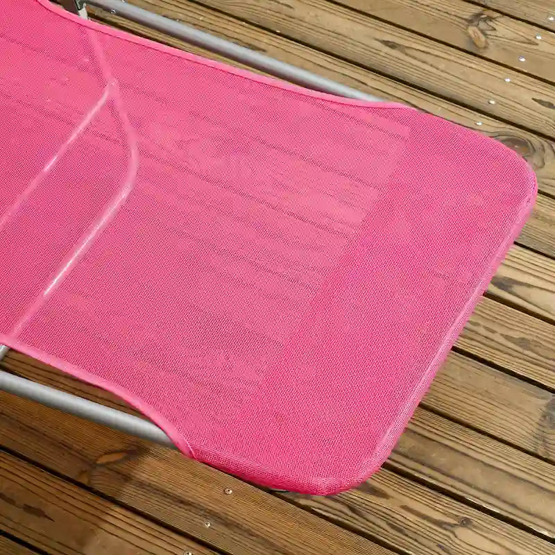 Outsunny 2 Piece Folding Chaise Lounge Chairs with 6-Position Reclining Back, Mesh Seat, Headrest for Beach, Yard, Patio