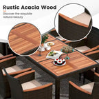 Gymax 9 Piece Patio Wicker Dining Set w/ Double-Sided Patio Beige